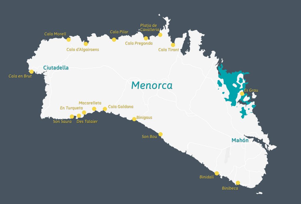 Best Beaches In Menorca Map